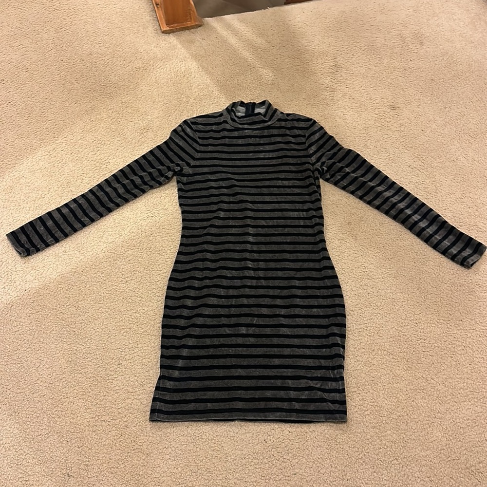 Alexander Wang Striped Velvet Dress with Keyhole Back - Picture 1 of 3
